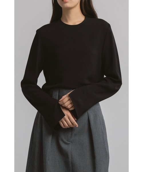 CINOH(チノ)の「BLACK FORMAL MINIMAL SPLIT BLOUSE(シャツ/ブラウス・レディース・アイボリー/ブラック・38/36)」の19枚目の写真