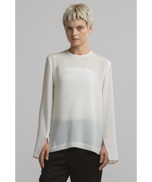 CINOH(チノ)の「BLACK FORMAL MINIMAL SPLIT BLOUSE(シャツ/ブラウス・レディース・アイボリー/ブラック・38/36)」の14枚目の写真
