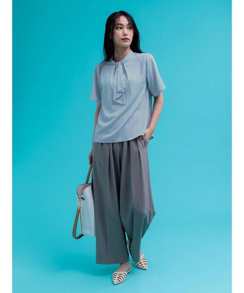 Te chichi(テチチ)の「【接触冷感】パターンアソート5分袖ボウタイブラウス(シャツ/ブラウス・レディース・ベージュ/ネイビー/グレー/サックスブルー・F)」の12枚目の写真