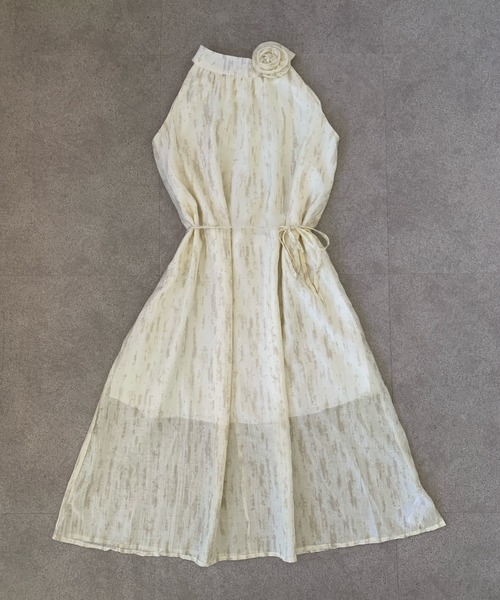 Teem Store（チームストア）の「バラ付 ラメ花柄ホルターネックロングワンピース（ワンピース・レディース・ピンク/グレー/ブルー/ベージュ・F）」の16枚目の写真