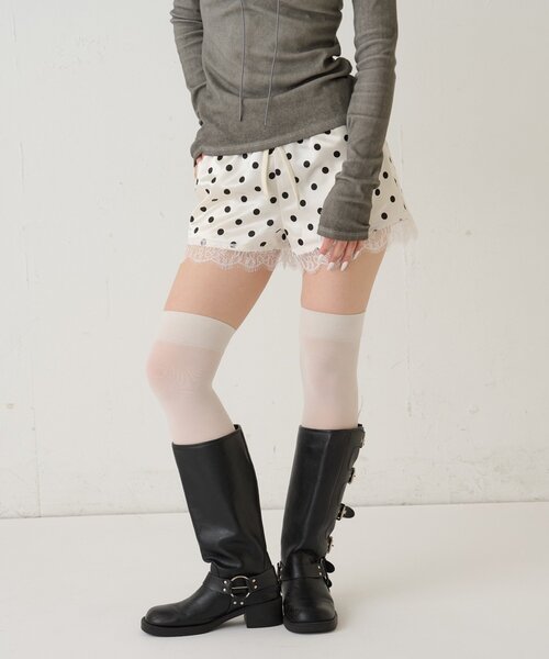 WHO'S WHO gallery（フーズフーギャラリー）の「ドットサテンロゴショーツ（その他パンツ・レディース・ブラック/グレー/オフホワイト・FREE）」の6枚目の写真