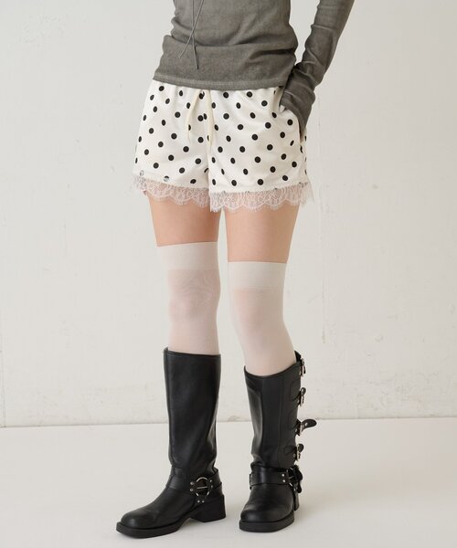 WHO'S WHO gallery（フーズフーギャラリー）の「ドットサテンロゴショーツ（その他パンツ・レディース・ブラック/グレー/オフホワイト・FREE）」の7枚目の写真