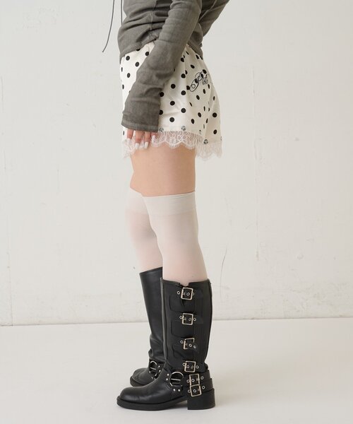 WHO'S WHO gallery（フーズフーギャラリー）の「ドットサテンロゴショーツ（その他パンツ・レディース・ブラック/グレー/オフホワイト・FREE）」の8枚目の写真