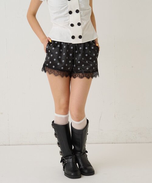 WHO'S WHO gallery（フーズフーギャラリー）の「ドットサテンロゴショーツ（その他パンツ・レディース・ブラック/グレー/オフホワイト・FREE）」の13枚目の写真