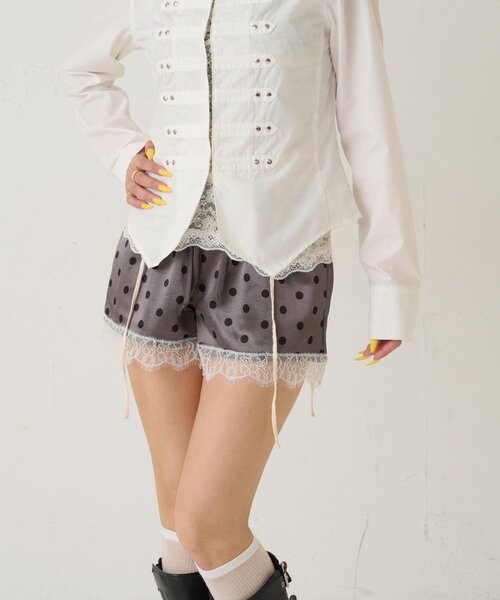 WHO'S WHO gallery（フーズフーギャラリー）の「ドットサテンロゴショーツ（その他パンツ・レディース・ブラック/グレー/オフホワイト・FREE）」の19枚目の写真