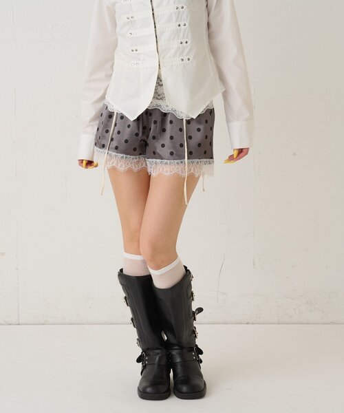 WHO'S WHO gallery（フーズフーギャラリー）の「ドットサテンロゴショーツ（その他パンツ・レディース・ブラック/グレー/オフホワイト・FREE）」の20枚目の写真