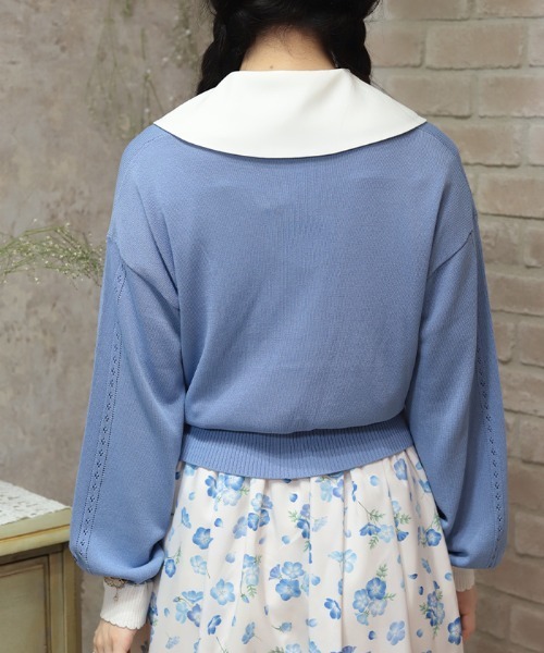 axes femme(アクシーズファム)の「接触冷感ネモフィラ刺繍カーデ(カーディガン/ボレロ・レディース・ホワイト/ブルー・FREE)」の9枚目の写真