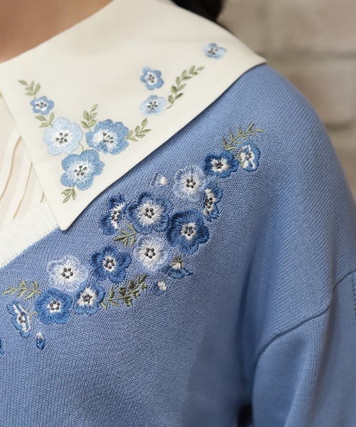 axes femme(アクシーズファム)の「接触冷感ネモフィラ刺繍カーデ(カーディガン/ボレロ・レディース・ホワイト/ブルー・FREE)」の13枚目の写真
