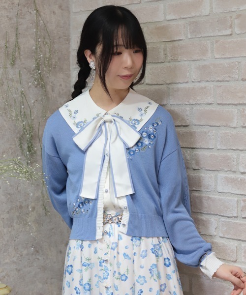axes femme(アクシーズファム)の「接触冷感ネモフィラ刺繍カーデ(カーディガン/ボレロ・レディース・ホワイト/ブルー・FREE)」の18枚目の写真
