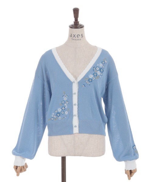 axes femme(アクシーズファム)の「接触冷感ネモフィラ刺繍カーデ(カーディガン/ボレロ・レディース・ホワイト/ブルー・FREE)」の19枚目の写真