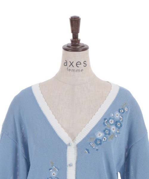 axes femme(アクシーズファム)の「接触冷感ネモフィラ刺繍カーデ(カーディガン/ボレロ・レディース・ホワイト/ブルー・FREE)」の22枚目の写真