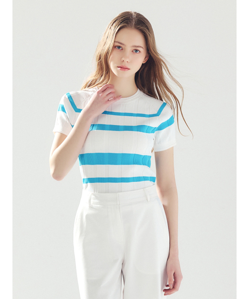 LORDLOAR（ロードロアル）の「ストライプリブラウンドニットBLUE（ニット/セーター・レディース・その他・SMALL/MEDIUM/LARGE）」の3枚目の写真