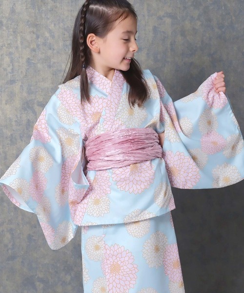 SHISKY（シスキー）の「キッズ 浴衣3点セット 接触冷感綿タッチ（浴衣・キッズ・ストライプ/ラベンダー/ブルー系その他/ホワイト系その他/サックスブルー/チャコールグレー・160cm/150cm/140cm/130cm/120cm/110cm）」の4枚目の写真