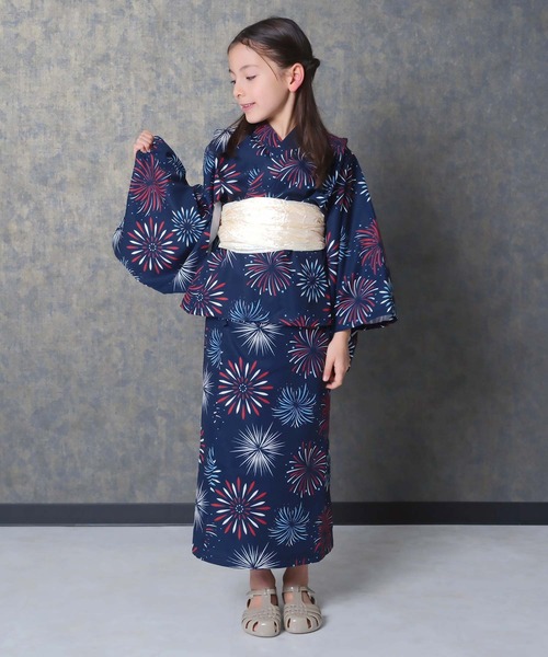 SHISKY（シスキー）の「キッズ 浴衣3点セット 接触冷感綿タッチ（浴衣・キッズ・ストライプ/ラベンダー/ブルー系その他/ホワイト系その他/サックスブルー/チャコールグレー・160cm/150cm/140cm/130cm/120cm/110cm）」の13枚目の写真
