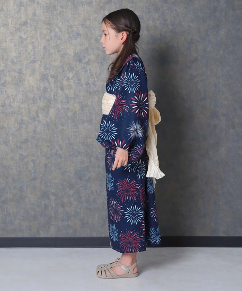 SHISKY（シスキー）の「キッズ 浴衣3点セット 接触冷感綿タッチ（浴衣・キッズ・ストライプ/ラベンダー/ブルー系その他/ホワイト系その他/サックスブルー/チャコールグレー・160cm/150cm/140cm/130cm/120cm/110cm）」の14枚目の写真