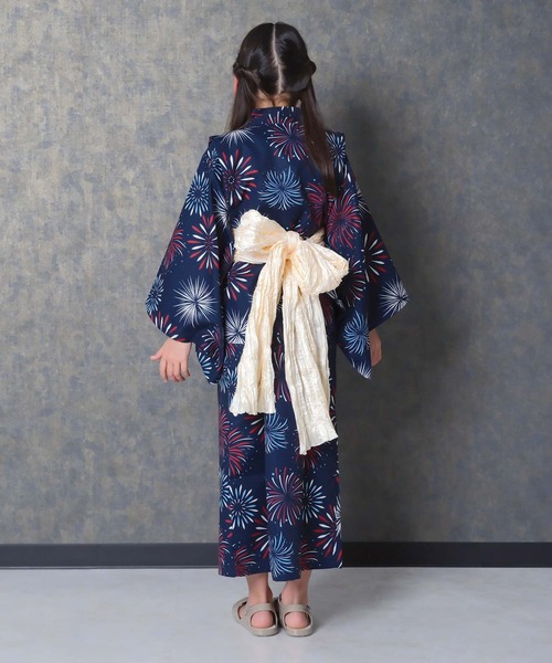 SHISKY（シスキー）の「キッズ 浴衣3点セット 接触冷感綿タッチ（浴衣・キッズ・ストライプ/ラベンダー/ブルー系その他/ホワイト系その他/サックスブルー/チャコールグレー・160cm/150cm/140cm/130cm/120cm/110cm）」の15枚目の写真
