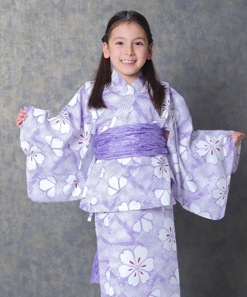 SHISKY（シスキー）の「キッズ 浴衣3点セット 接触冷感綿タッチ（浴衣・キッズ・ストライプ/ラベンダー/ブルー系その他/ホワイト系その他/サックスブルー/チャコールグレー・160cm/150cm/140cm/130cm/120cm/110cm）」の16枚目の写真