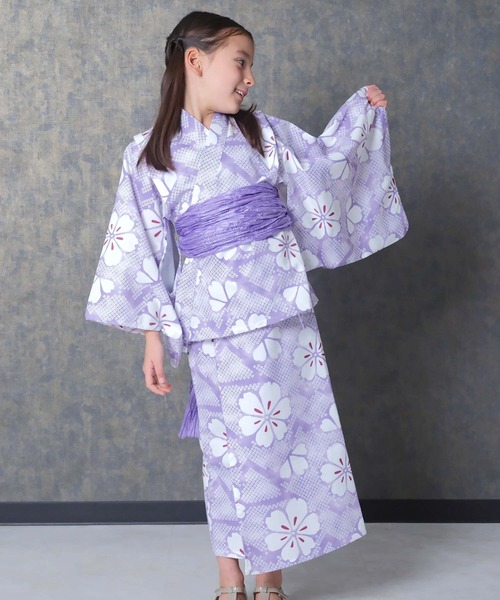SHISKY（シスキー）の「キッズ 浴衣3点セット 接触冷感綿タッチ（浴衣・キッズ・ストライプ/ラベンダー/ブルー系その他/ホワイト系その他/サックスブルー/チャコールグレー・160cm/150cm/140cm/130cm/120cm/110cm）」の17枚目の写真