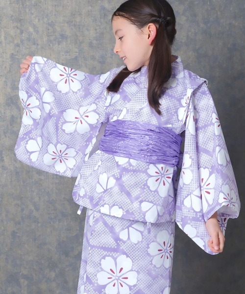 SHISKY（シスキー）の「キッズ 浴衣3点セット 接触冷感綿タッチ（浴衣・キッズ・ストライプ/ラベンダー/ブルー系その他/ホワイト系その他/サックスブルー/チャコールグレー・160cm/150cm/140cm/130cm/120cm/110cm）」の21枚目の写真