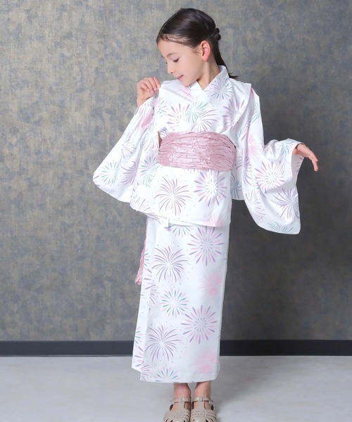 SHISKY（シスキー）の「キッズ 浴衣3点セット 接触冷感綿タッチ（浴衣・キッズ・ストライプ/ラベンダー/ブルー系その他/ホワイト系その他/サックスブルー/チャコールグレー・160cm/150cm/140cm/130cm/120cm/110cm）」の19枚目の写真