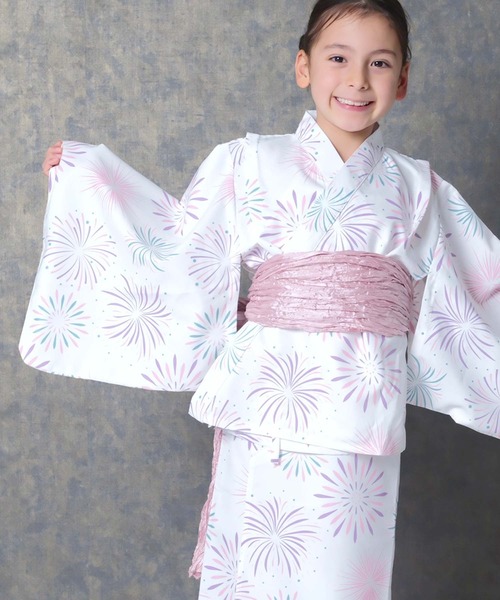 SHISKY（シスキー）の「キッズ 浴衣3点セット 接触冷感綿タッチ（浴衣・キッズ・ストライプ/ラベンダー/ブルー系その他/ホワイト系その他/サックスブルー/チャコールグレー・160cm/150cm/140cm/130cm/120cm/110cm）」の20枚目の写真