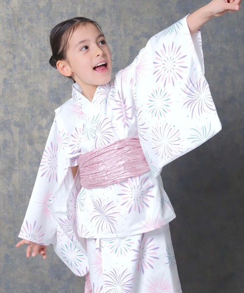 SHISKY（シスキー）の「キッズ 浴衣3点セット 接触冷感綿タッチ（浴衣・キッズ・ストライプ/ラベンダー/ブルー系その他/ホワイト系その他/サックスブルー/チャコールグレー・160cm/150cm/140cm/130cm/120cm/110cm）」の18枚目の写真