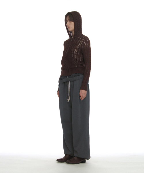 PARTIMENTO WOMEN（パルティメントウィメン）の「フォールドオーバーウエストプリーツスウェットパンツ_チャコール（その他パンツ・レディース・その他・SMALL/MEDIUM）」の3枚目の写真