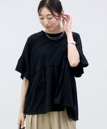 接触冷感綿天竺フリルスリーブプルオーバー