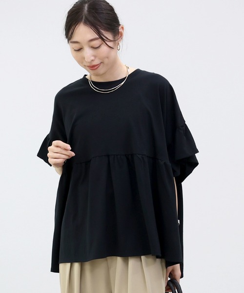 Aletta vita(アレッタビータ)の「接触冷感綿天竺フリルスリーブプルオーバー(Tシャツ/カットソー・レディース・チャコール/ブラック・M)」の21枚目の写真