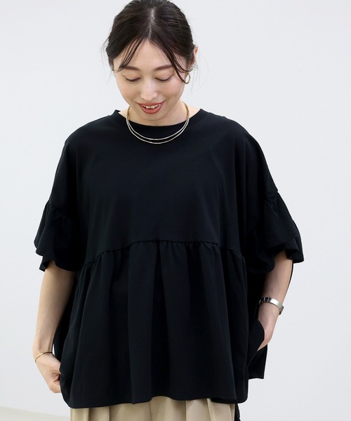 Aletta vita(アレッタビータ)の「接触冷感綿天竺フリルスリーブプルオーバー(Tシャツ/カットソー・レディース・チャコール/ブラック・M)」の20枚目の写真