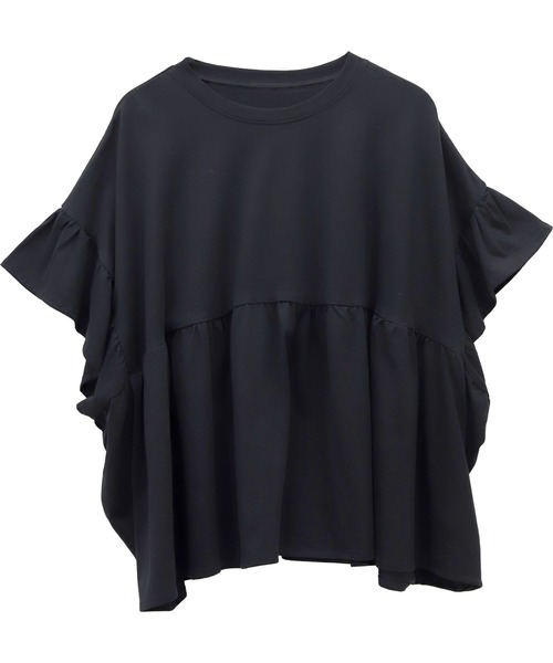 Aletta vita(アレッタビータ)の「接触冷感綿天竺フリルスリーブプルオーバー(Tシャツ/カットソー・レディース・チャコール/ブラック・M)」の11枚目の写真