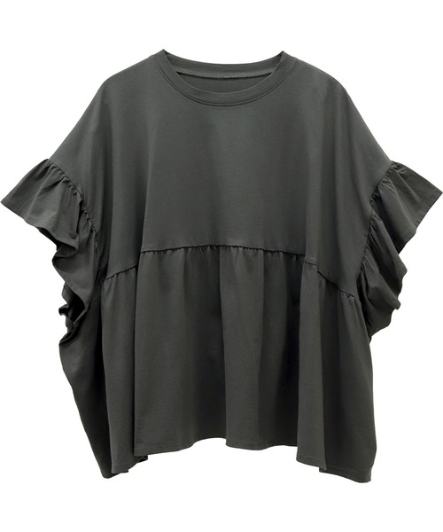 Aletta vita(アレッタビータ)の「接触冷感綿天竺フリルスリーブプルオーバー(Tシャツ/カットソー・レディース・チャコール/ブラック・M)」の10枚目の写真