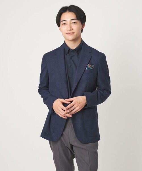 green label relaxing（グリーンレーベルリラクシング）の「コットン ポリエステル ジャカード ナロー ボタンダウン ポロシャツ（ポロシャツ・メンズ・ネイビー/ベージュ/ダークグレー・S/L/XL/M）」の4枚目の写真