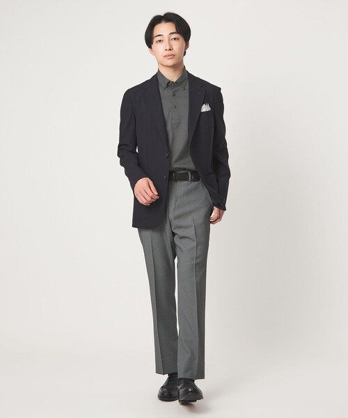 green label relaxing（グリーンレーベルリラクシング）の「コットン ポリエステル ジャカード ナロー ボタンダウン ポロシャツ（ポロシャツ・メンズ・ネイビー/ベージュ/ダークグレー・S/L/XL/M）」の7枚目の写真