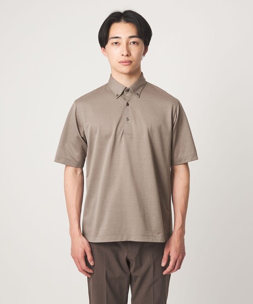 green label relaxing（グリーンレーベルリラクシング）の「コットン ポリエステル ジャカード ナロー ボタンダウン ポロシャツ（ポロシャツ・メンズ・ネイビー/ベージュ/ダークグレー・S/L/XL/M）」の10枚目の写真
