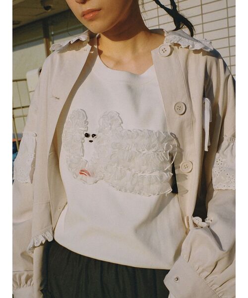 merry jenny（メリージェニー）の「inu！？チュールロンTee（Tシャツ/カットソー・レディース・ピンク/ブラウン/オフホワイト/ミント・FREE）」の8枚目の写真
