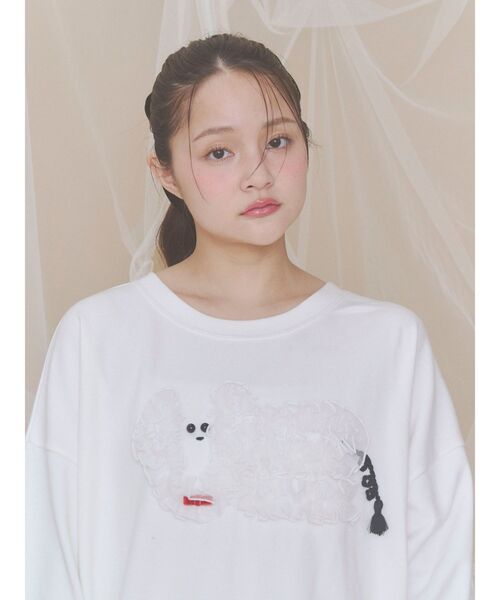 merry jenny（メリージェニー）の「inu！？チュールロンTee（Tシャツ/カットソー・レディース・ピンク/ブラウン/オフホワイト/ミント・FREE）」の11枚目の写真