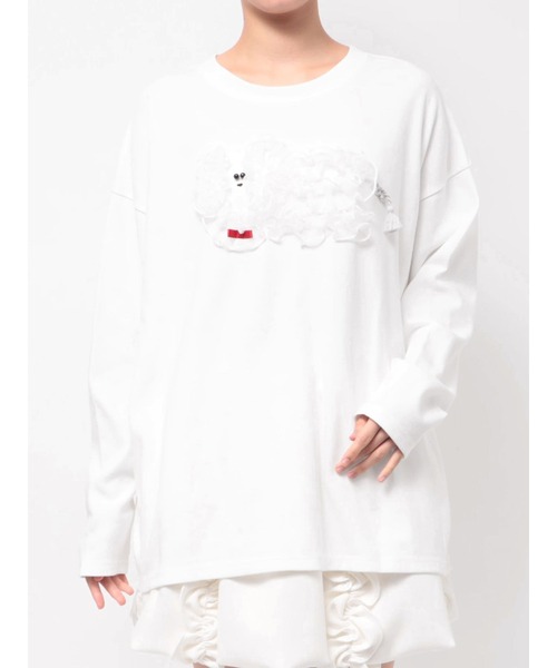 merry jenny(メリージェニー)の「inu!?チュールロンTee(Tシャツ/カットソー・レディース・ピンク/ブラウン/オフホワイト/ミント・FREE)」の5枚目の写真