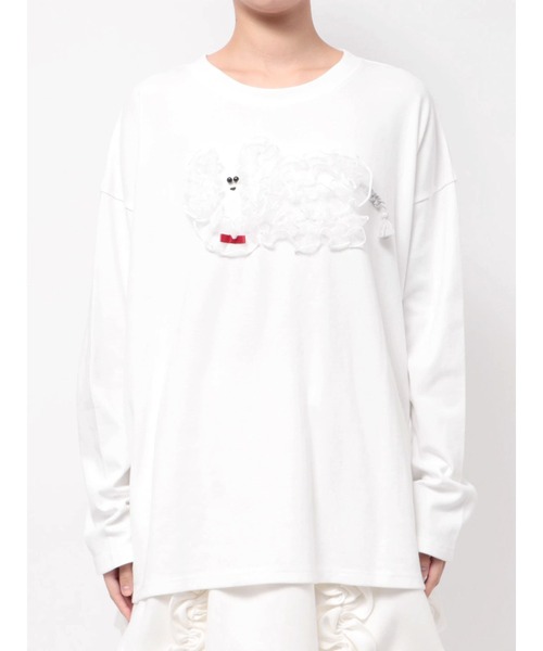 merry jenny(メリージェニー)の「inu!?チュールロンTee(Tシャツ/カットソー・レディース・ピンク/ブラウン/オフホワイト/ミント・FREE)」の6枚目の写真