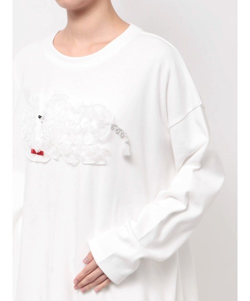 merry jenny(メリージェニー)の「inu!?チュールロンTee(Tシャツ/カットソー・レディース・ピンク/ブラウン/オフホワイト/ミント・FREE)」の9枚目の写真