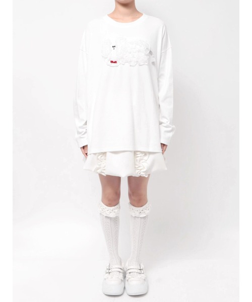merry jenny(メリージェニー)の「inu!?チュールロンTee(Tシャツ/カットソー・レディース・ピンク/ブラウン/オフホワイト/ミント・FREE)」の11枚目の写真