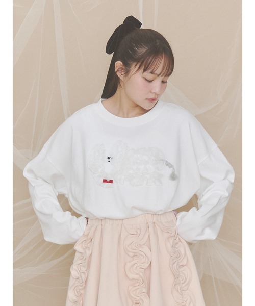 merry jenny(メリージェニー)の「inu!?チュールロンTee(Tシャツ/カットソー・レディース・ピンク/ブラウン/オフホワイト/ミント・FREE)」の15枚目の写真