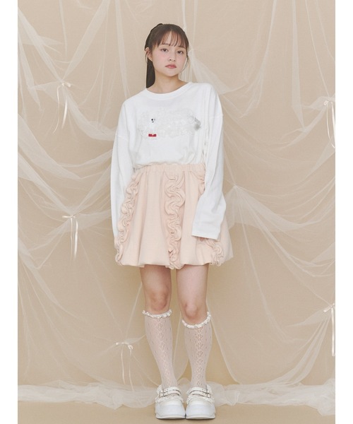 merry jenny(メリージェニー)の「inu!?チュールロンTee(Tシャツ/カットソー・レディース・ピンク/ブラウン/オフホワイト/ミント・FREE)」の13枚目の写真