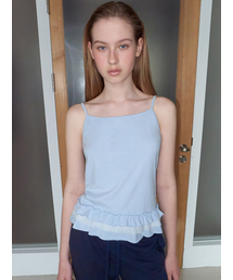 Mixed Frill Sleeveless Top, Sky Blue