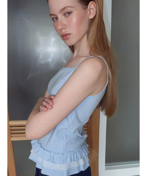 ETMON（エトモン）の「Mixed Frill Sleeveless Top, Sky Blue（Tシャツ/カットソー・レディース・その他・F）」の2枚目の写真