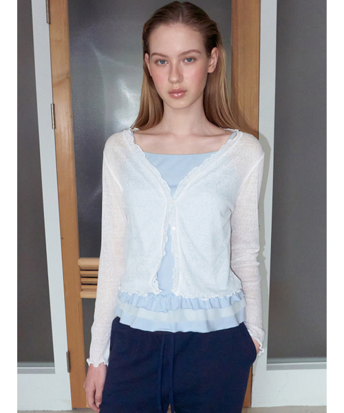 ETMON（エトモン）の「Mixed Frill Sleeveless Top, Sky Blue（Tシャツ/カットソー・レディース・その他・F）」の4枚目の写真