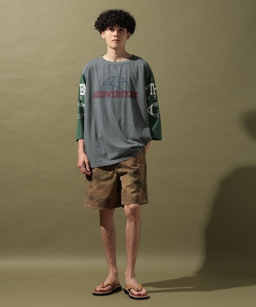 niko and...(ニコアンド)の「【NATOKii(ネイトゥーキー)】袖プリント配色Tシャツ(Tシャツ/カットソー・メンズ・グレー/ネイビー・LARGE/MEDIUM)」の5枚目の写真