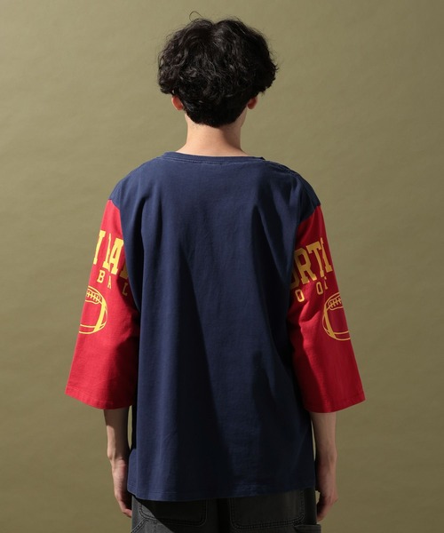 niko and...(ニコアンド)の「【NATOKii(ネイトゥーキー)】袖プリント配色Tシャツ(Tシャツ/カットソー・メンズ・グレー/ネイビー・LARGE/MEDIUM)」の13枚目の写真
