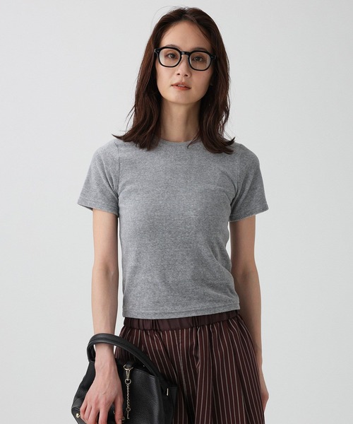 PROTAGONISTA(プロタゴニスタ)の「【PROTAGONISTA】ベロアTEE(Tシャツ/カットソー・レディース・ダークブルー/グレー・フリー)」の1枚目の写真