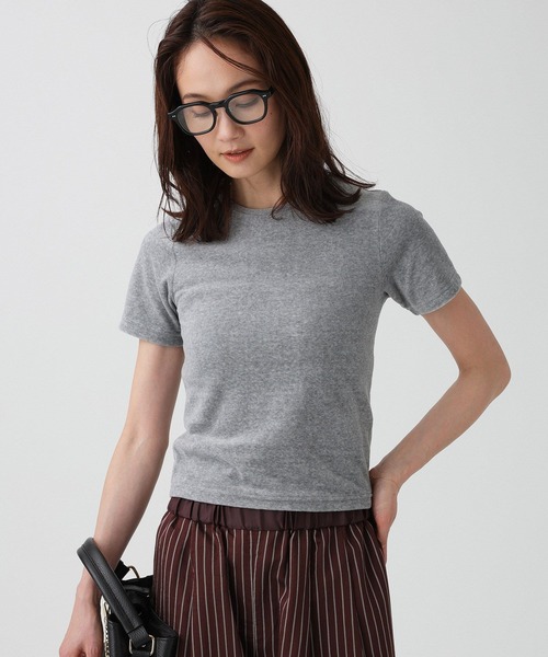 PROTAGONISTA(プロタゴニスタ)の「【PROTAGONISTA】ベロアTEE(Tシャツ/カットソー・レディース・ダークブルー/グレー・フリー)」の4枚目の写真